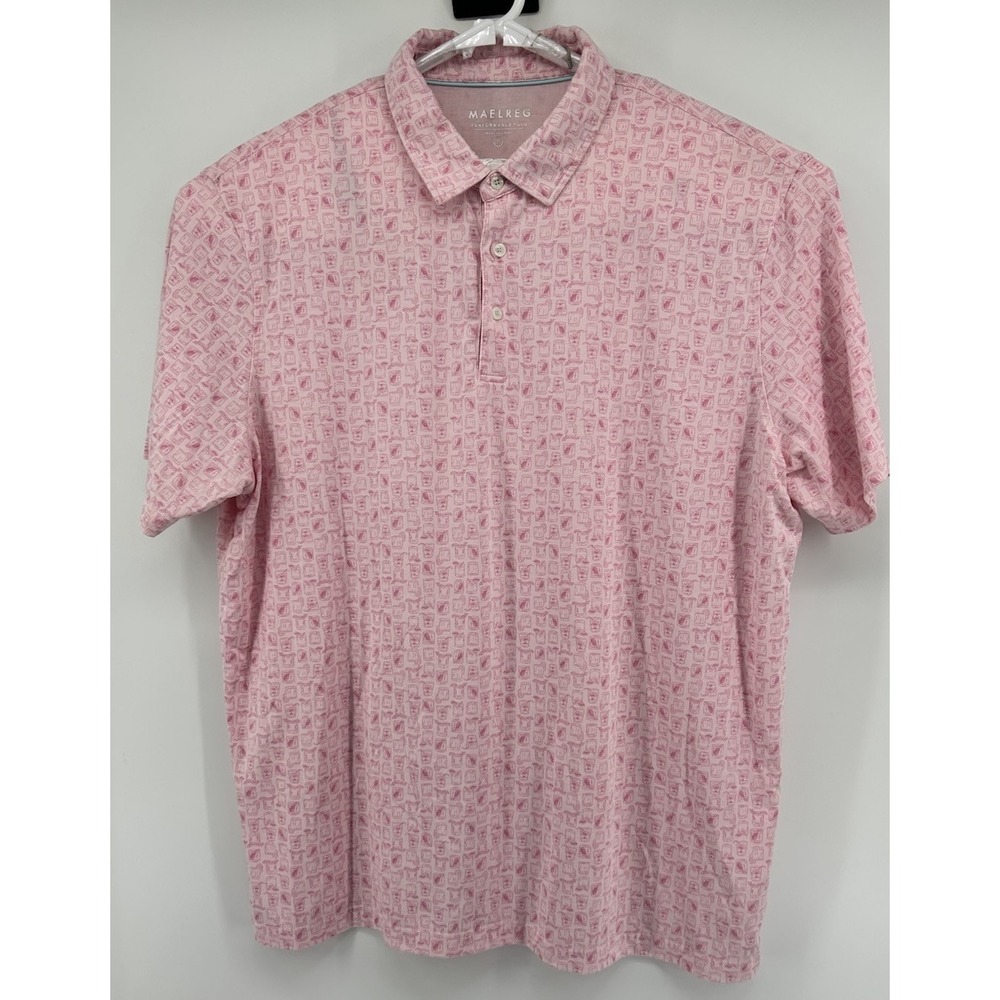 Maelreg Performance Polo Short Sleeve Pink With Cocktails Men's 2XL